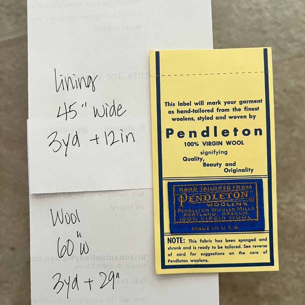 Pendleton 100% Virgin Wool Yardage With Matching … - image 7